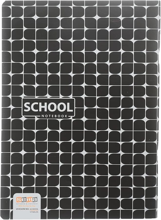 Sema School 96-Sheet Notebook: Elegant Ruled Design, 29.5x20.8 cm, Ideal for Scholars in Black